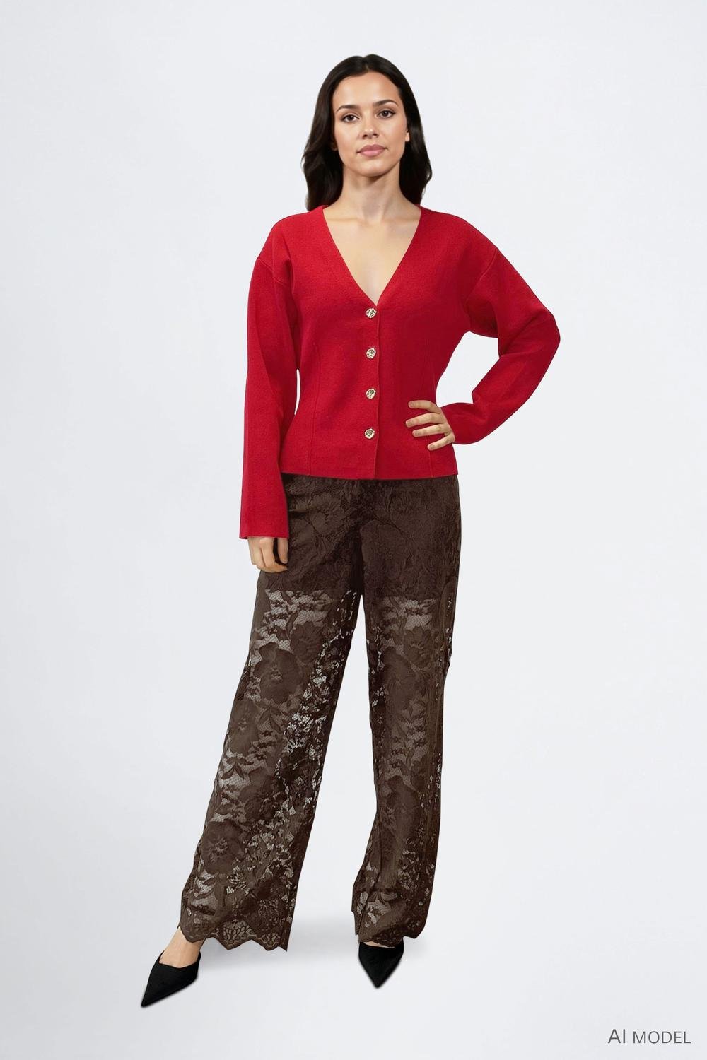 VISWAY Knit Cardigan - Jester Red - VERO MODA & VILA Bergvik